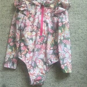 Wonder Nation Floral Swimsuit with Pink Accents